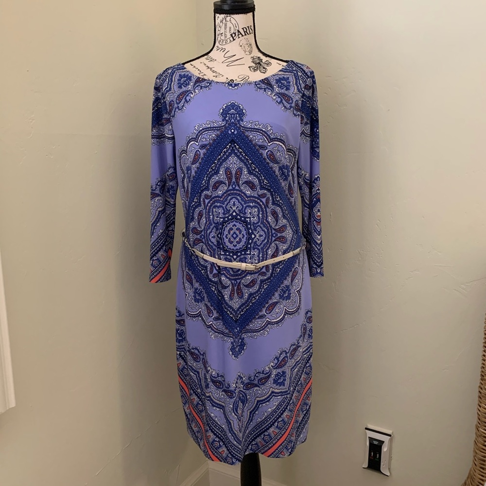 Antonio Melani Blue Paisley Dress Sz M